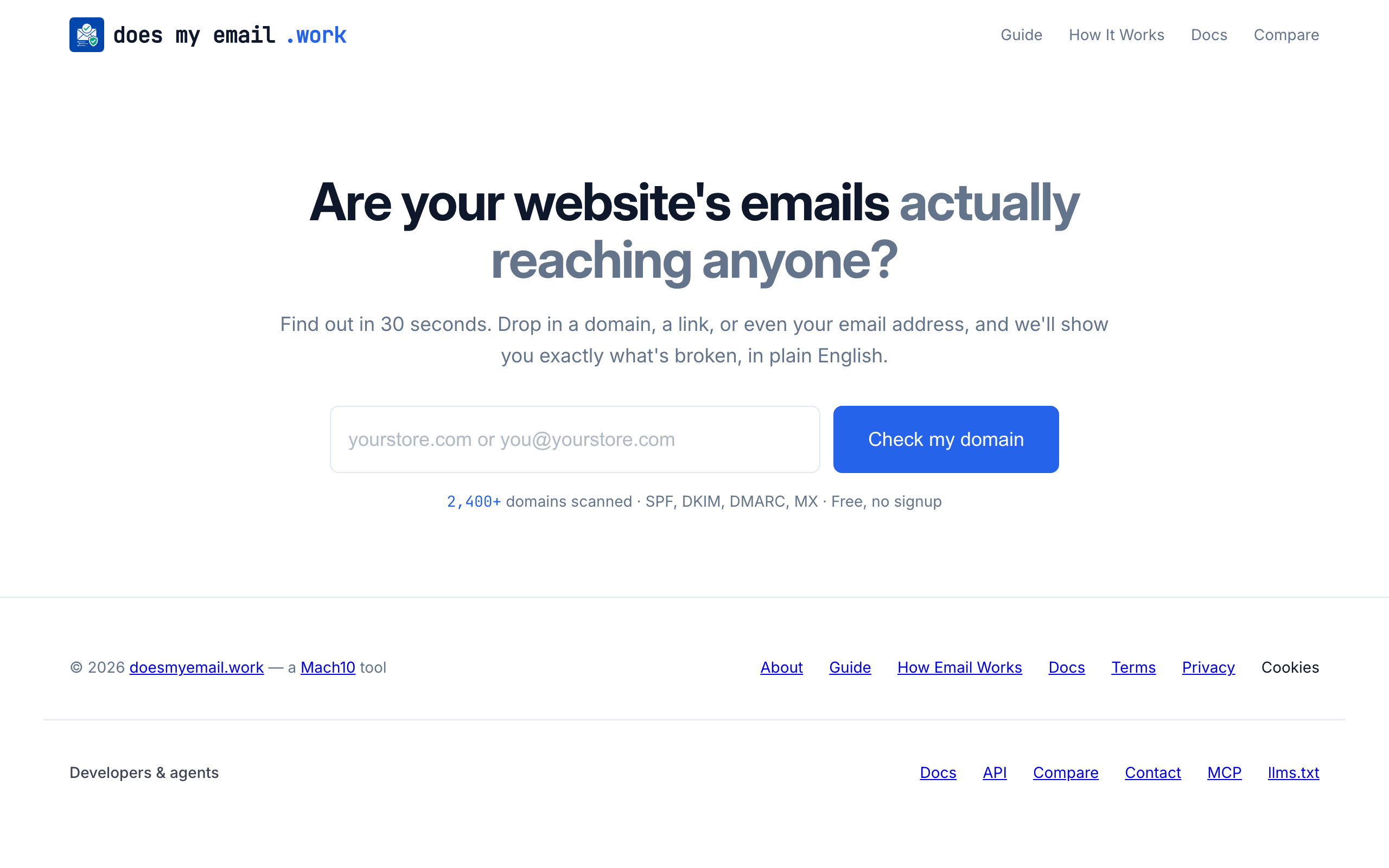 doesmyemail.work homepage