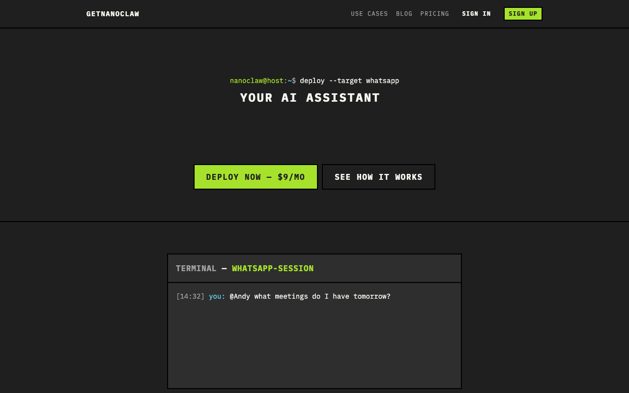 getnanoclaw homepage