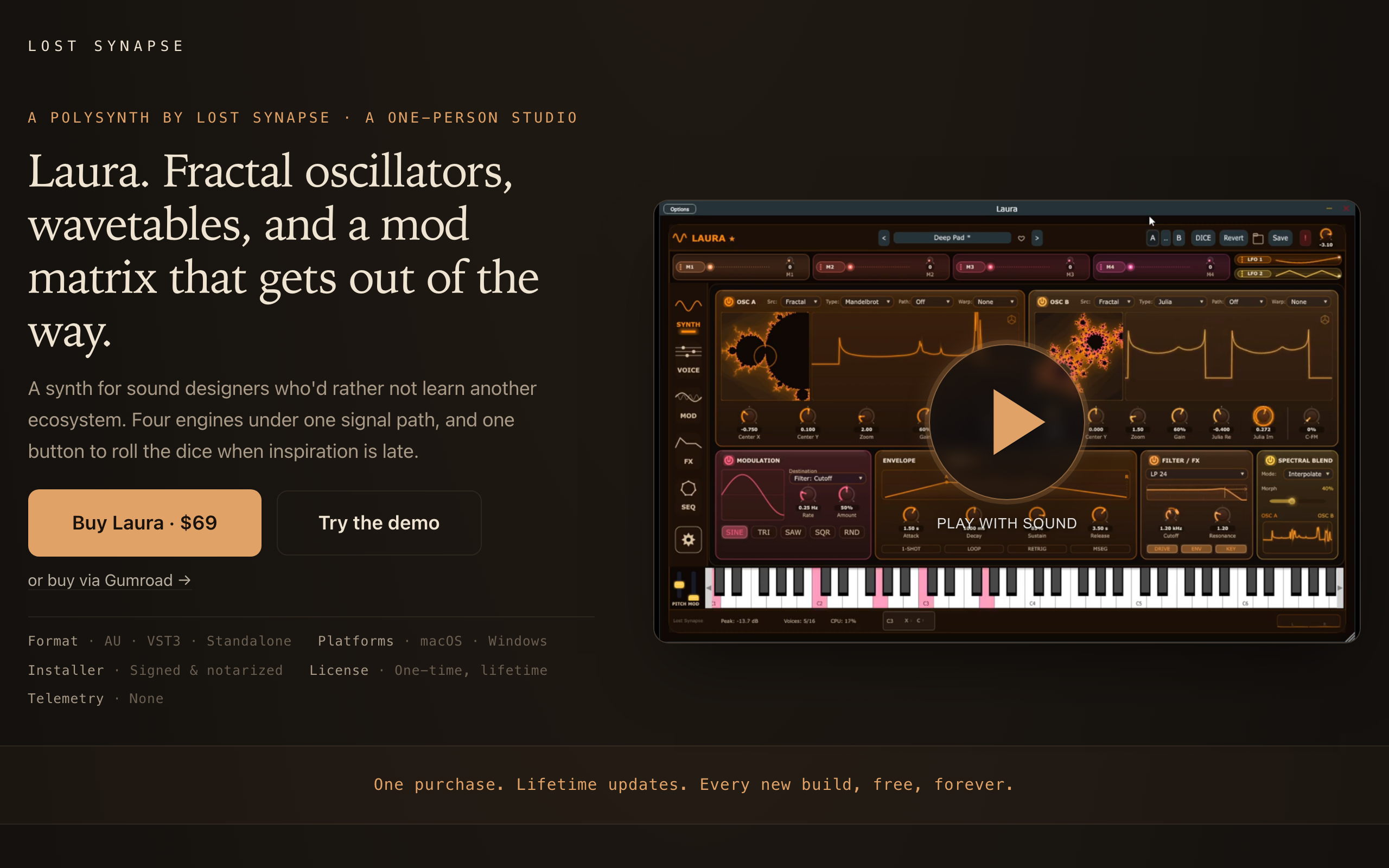 Lost Synapse running its Laura polysynth