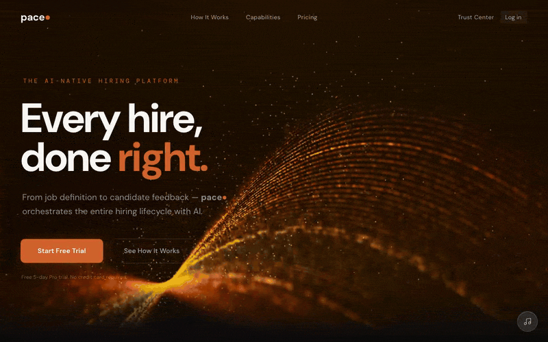 Pace hiring tool homepage