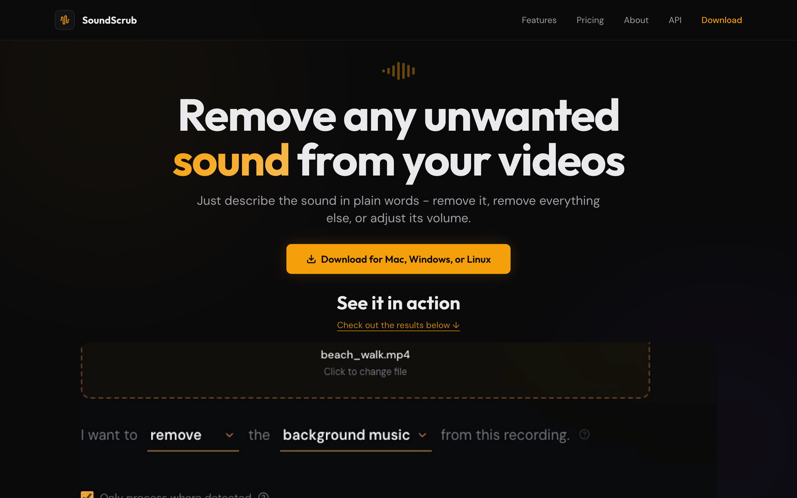 soundscrub.video homepage