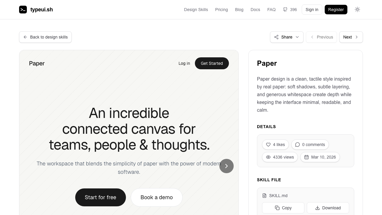 TypeUI Paper design skill